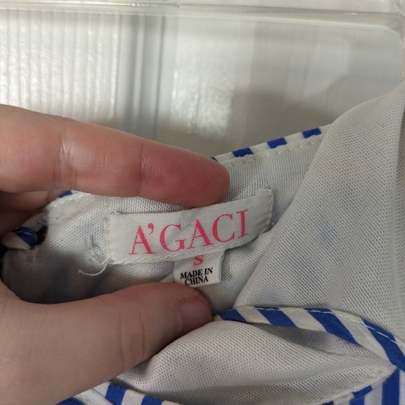 A'Gaci Lace-Up Blue and White Striped Strappy Corset Style Cotton Dress Size S - Picture 4 of 8